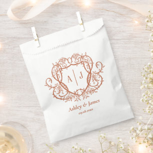 Hochzeit mit Rambling Rose Terrakotta-Monogrammwap Geschenktütchen