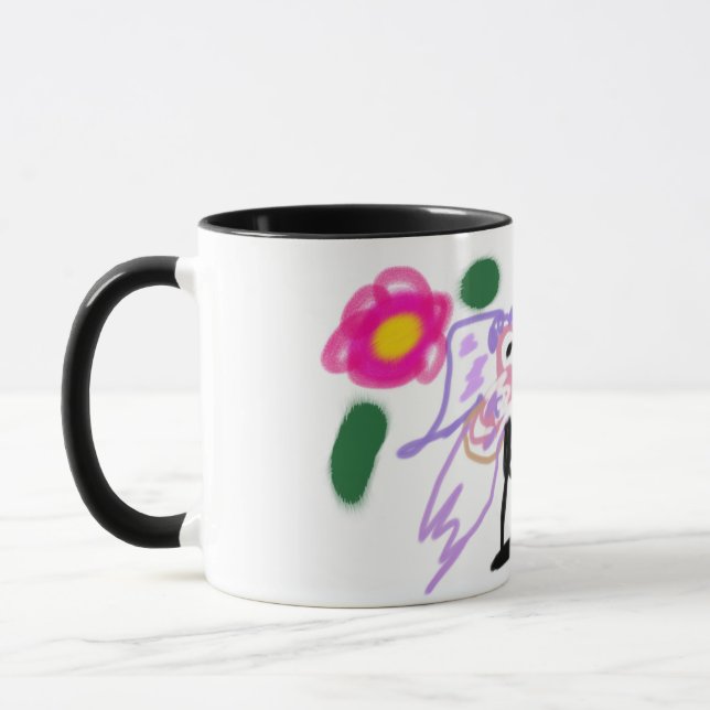 Hochzeit mit rosa Flamingos  Tasse (Links)