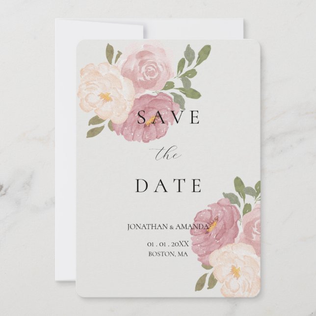 Hochzeit mit rosa Rose - Termin vormerken Save The Date (Vorderseite)