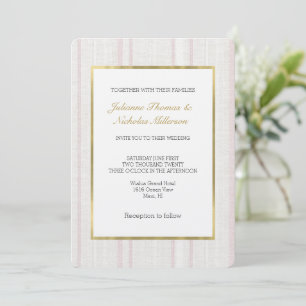 Hochzeit mit rosa Stein und weißen Streifen Einladung