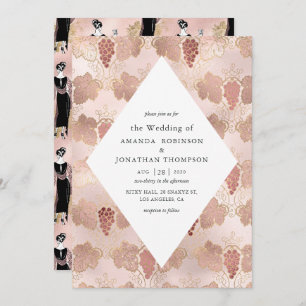 Hochzeit mit Rose Gold und Rose Einladung