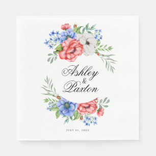 Hochzeit mit Rot, Weiß und Blauer Flora Serviette