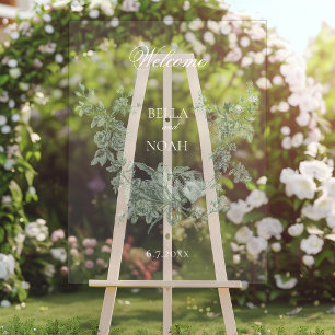 Hochzeit mit Salbei-Blumenkranz und Liebesvögeln Acrylschild