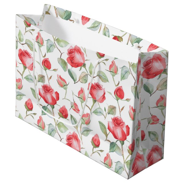 Hochzeit mit schönen roten Rosen Große Geschenktüte (Vorderseite Schrägansicht)