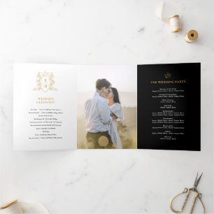 Hochzeit mit Schwarz-weißem Foto Dreifach-gefaltete Programmkarte