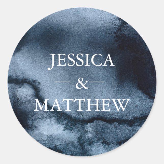 Hochzeit mit schwarzem Aquarell Danke für die Aufk Runder Aufkleber (Vorderseite)