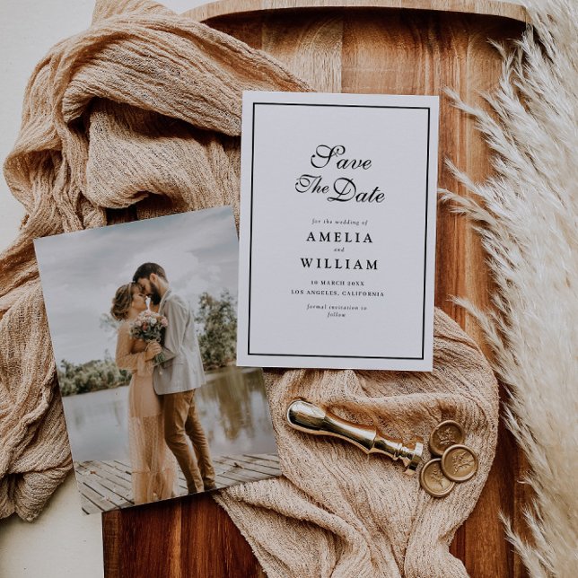 Hochzeit mit schwarzem Rahmen für die Kalligrafie  Save The Date (Von Creator hochgeladen)