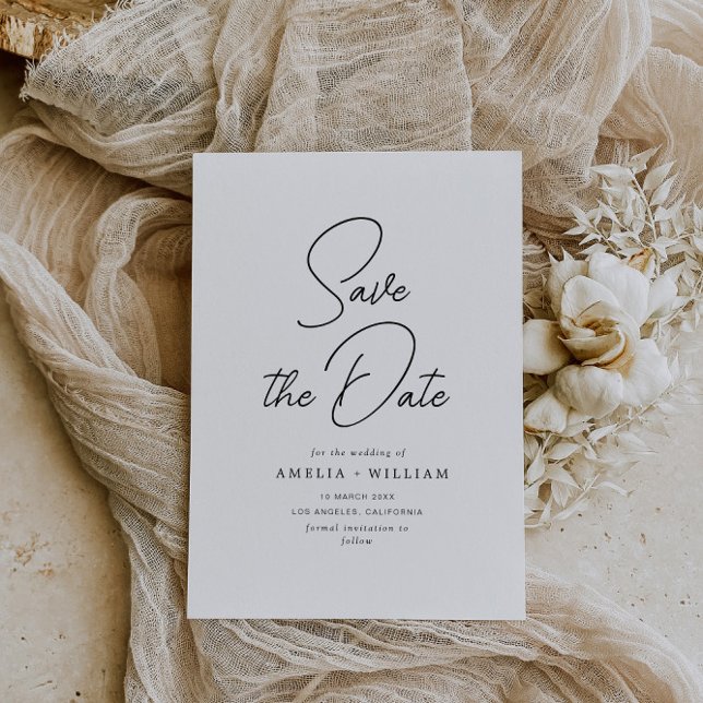 Hochzeit mit schwarzer Typografie Save the Date (Von Creator hochgeladen)