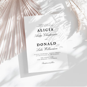 Hochzeit mit Schwarzweiß-Kalligraphie Einladung