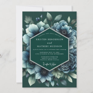 Hochzeit mit Smaragd-Twilight-Anemone Einladung