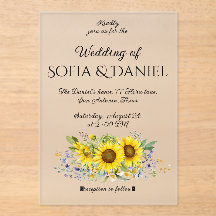 Hochzeit mit Sonnenblumen Aquarell Akryllische Ein