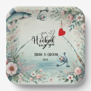 Hochzeit mit Stab und Blume Pappteller
