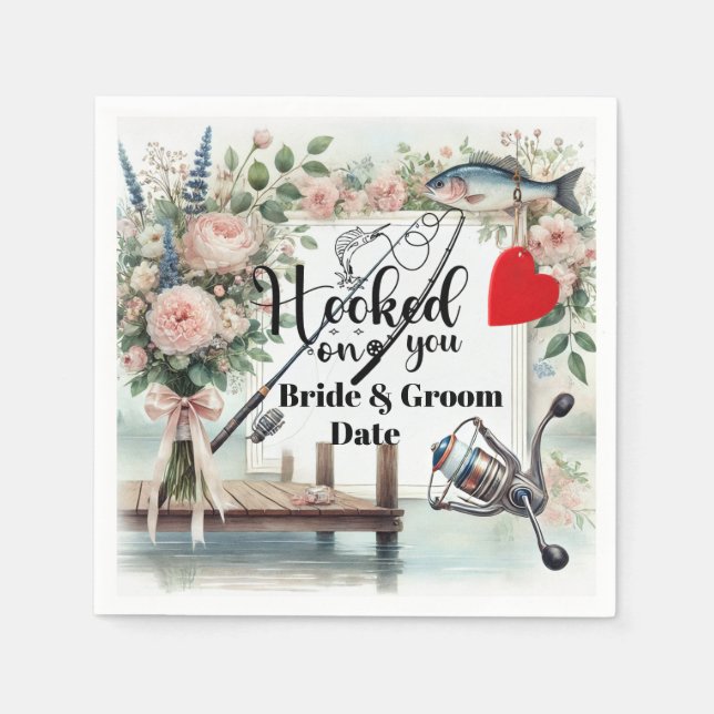 Hochzeit mit Stab und Blume Serviette (Vorderseite)