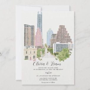 Hochzeit mit Stadtansicht von Austin Texas Einladung
