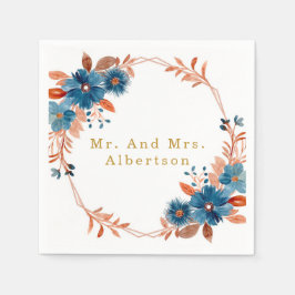 Hochzeit mit Terracotta und Navy Blue Gold Floral Serviette