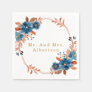 Hochzeit mit Terracotta und Navy Blue Gold Floral Serviette