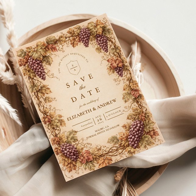 Hochzeit mit Trauben aus altem Weingut Save The Date (Von Creator hochgeladen)