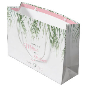 Hochzeit mit tropischen Palmen dank rosa grün und  Große Geschenktüte