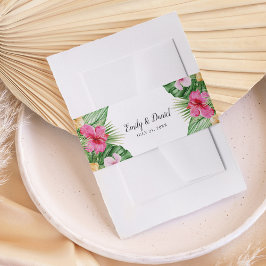 Hochzeit mit tropischen Pflanzen Einladungsbanderole