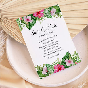 Hochzeit mit tropischen Pflanzen Save The Date