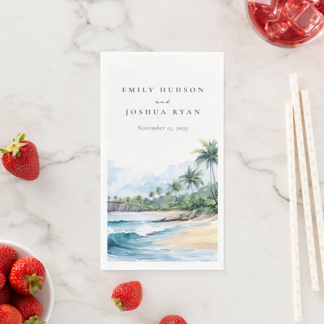 Hochzeit mit tropischen Wasserfarben Serviette (Beispiel)