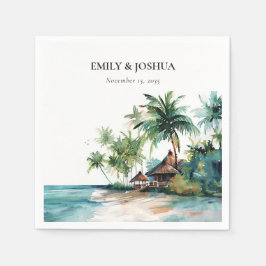 Hochzeit mit tropischen Wasserfarben Serviette