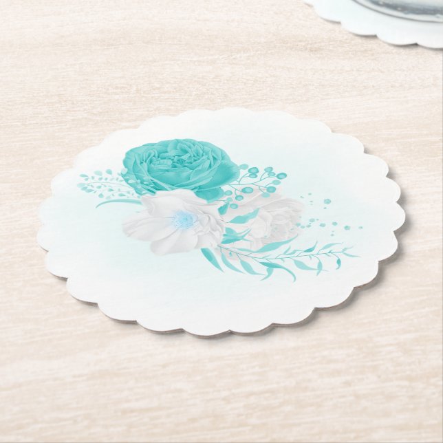 Hochzeit mit türkisfarbenem Weiß Untersetzer (angewinkelt)