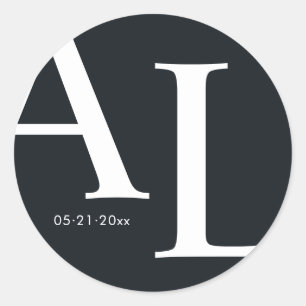 Hochzeit mit ultramodernen Monogramm Runder Aufkleber