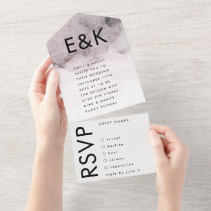 Hochzeit mit ultramoderner Schwarzer Tinte All In One Einladung