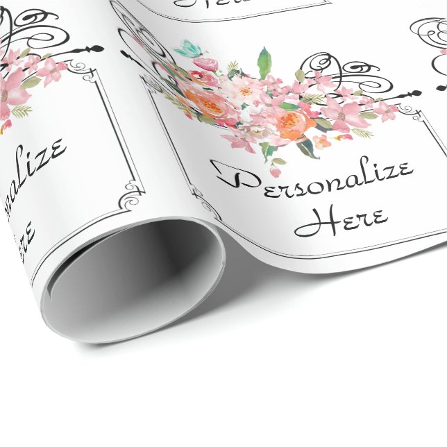 Hochzeit mit viktorianischem Blumenbezug Geschenkpapier (Rolleneckpunkt)