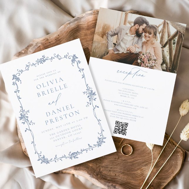 Hochzeit mit viktorianischem französischen QR-Code Einladung (Von Creator hochgeladen)