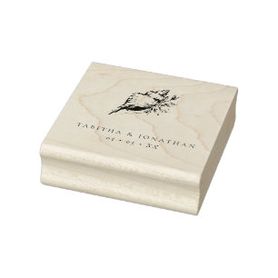 Hochzeit mit Vintage-Blumenmuschel-Motiv Gummistempel