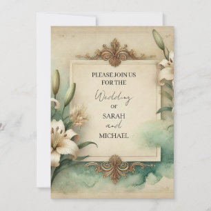 Hochzeit mit Vintage-Lilien Einladung