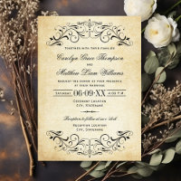 Hochzeit mit Vintage-Pergament-Schwung