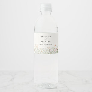 Hochzeit mit Vintage-Rustikal-Wildblumen Wasserflaschenetikett