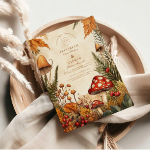 Hochzeit mit Vintage-Waldpilzen Einladung