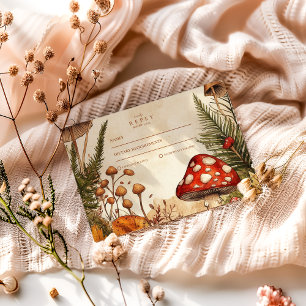 Hochzeit mit Vintage-Waldpilzen RSVP Karte