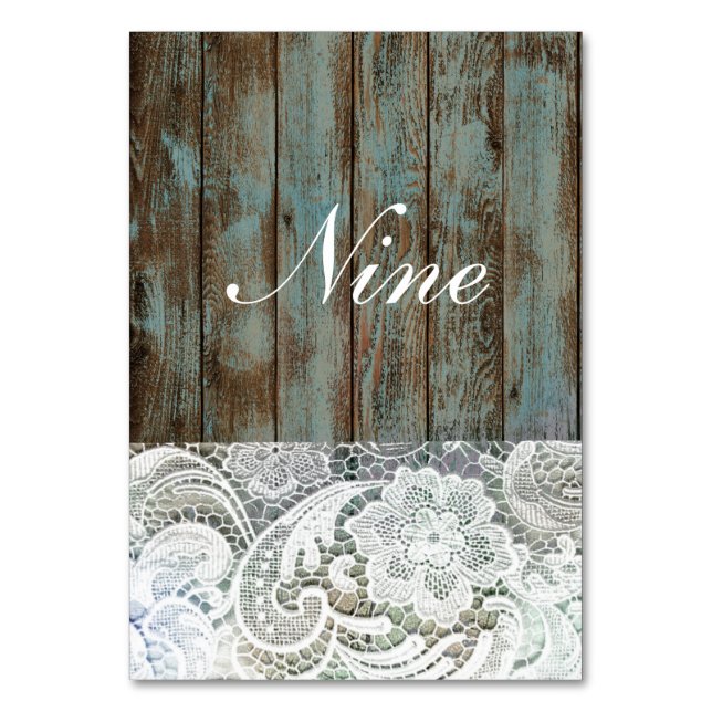 Hochzeit mit Vintagem Blauholz Tischnummer (Vorderseite)