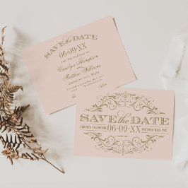 Hochzeit mit Vintagem Blush und antikem Gold Geblü Save The Date