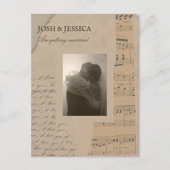 Hochzeit mit Vintagem Foto Postkarte (Vorderseite)