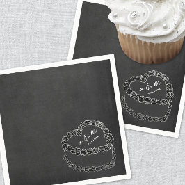 Hochzeit mit Vintagem Kuchen auf Handzeichnung Serviette