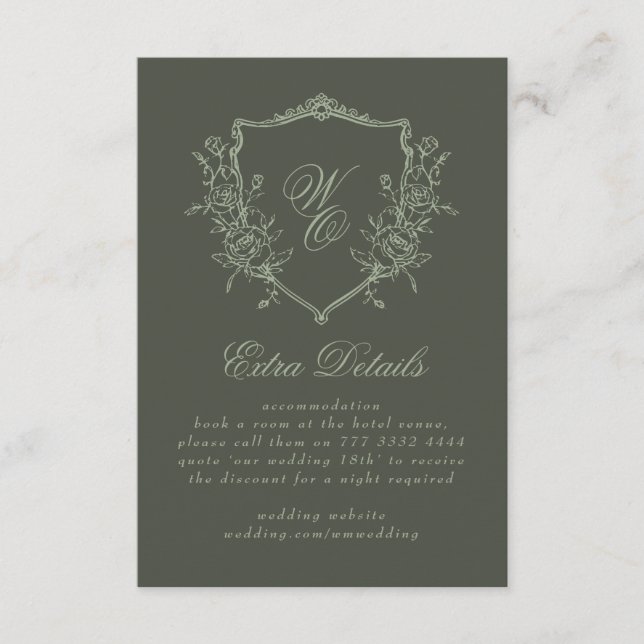 Hochzeit mit Vintagem Wappen Begleitkarte (Vorderseite)