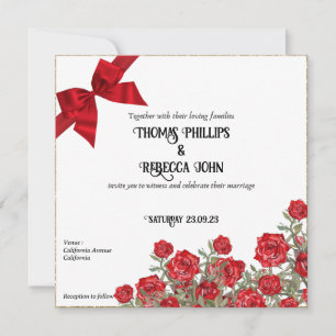 Hochzeit mit Vintager Rote Rose Einladung