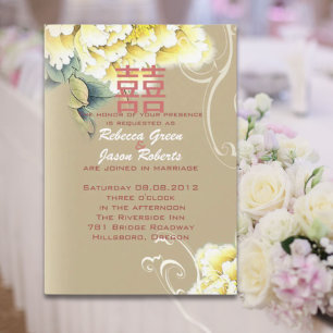 Hochzeit mit Vintager Torte und Blumenzwiebeln Einladung