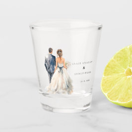 Hochzeit mit Wasserfarbe Schnapsglas
