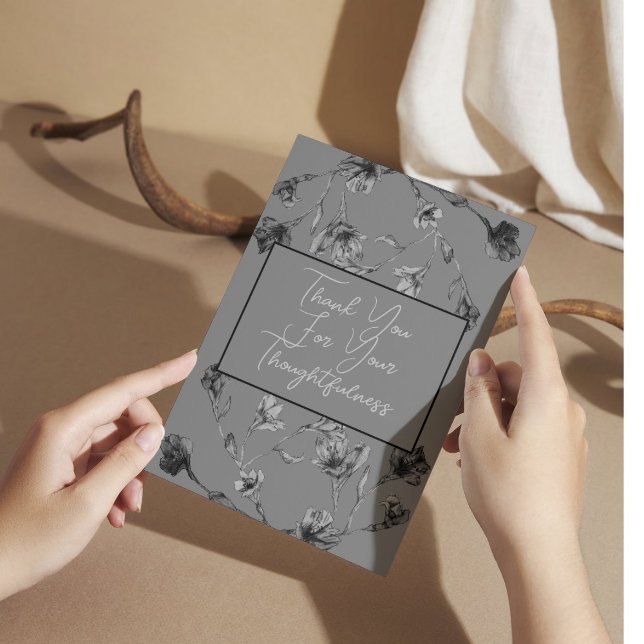 Hochzeit mit weichem grauem Flor Dankeskarte (Von Creator hochgeladen)