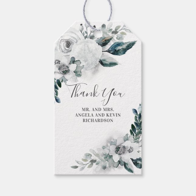 Hochzeit mit weißer Flora Geschenkanhänger (Vorderseite)