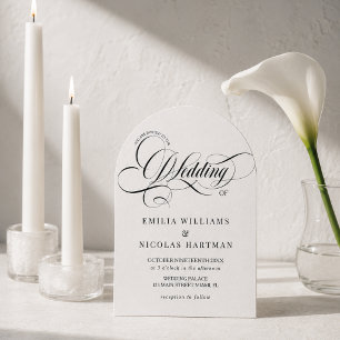 Hochzeit mit weißer und schwarzer Kalligrafie Einladung