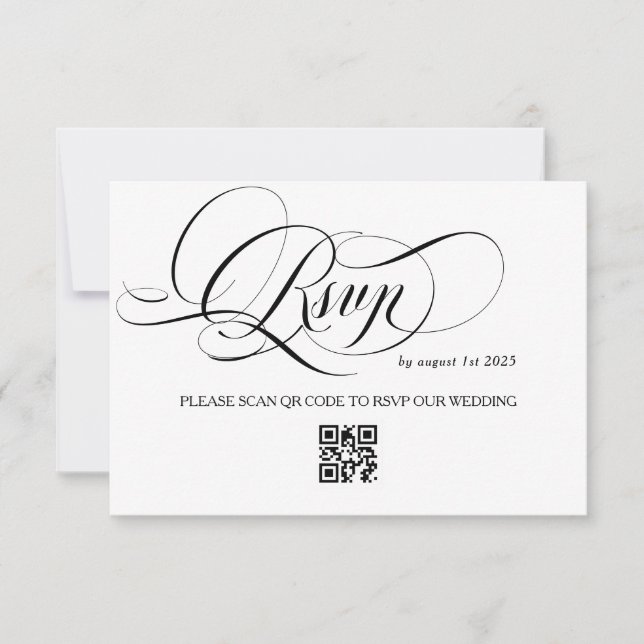 Hochzeit mit weißer und schwarzer Kalligrafie RSVP Karte (Vorderseite)