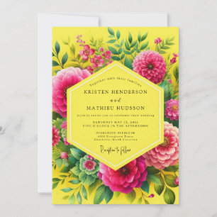 Hochzeit mit Zitronen-Vibrant-Flora Einladung
